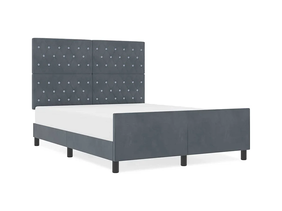 Bedframe met hoofdbord Donkergrijs 140 x 200 cm Fluweel
