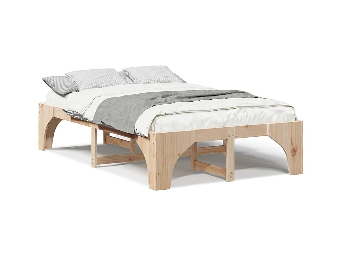 Estructura de cama elevada marrón 120 x 190 cm madera de pino