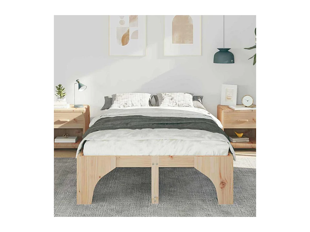 Estructura de cama elevada marrón 120 x 190 cm madera de pino