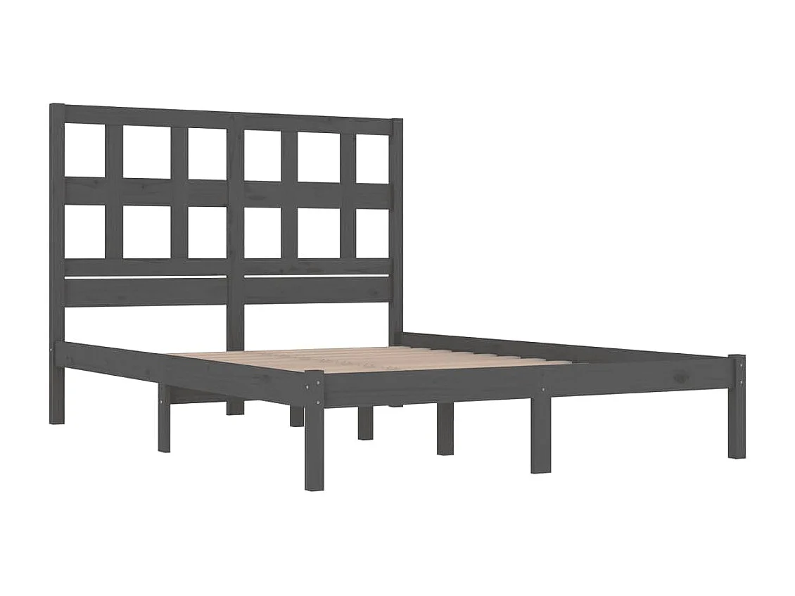 Bettgestell ohne Matratze grau 200x200 cm Kiefer Massivholz