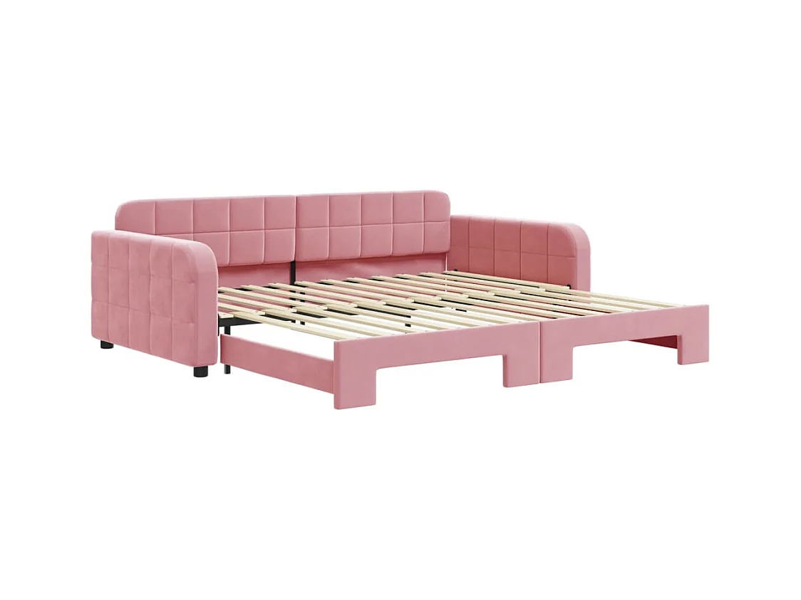 Dagbed met uitschuifbed roze 100x200 cm fluweel