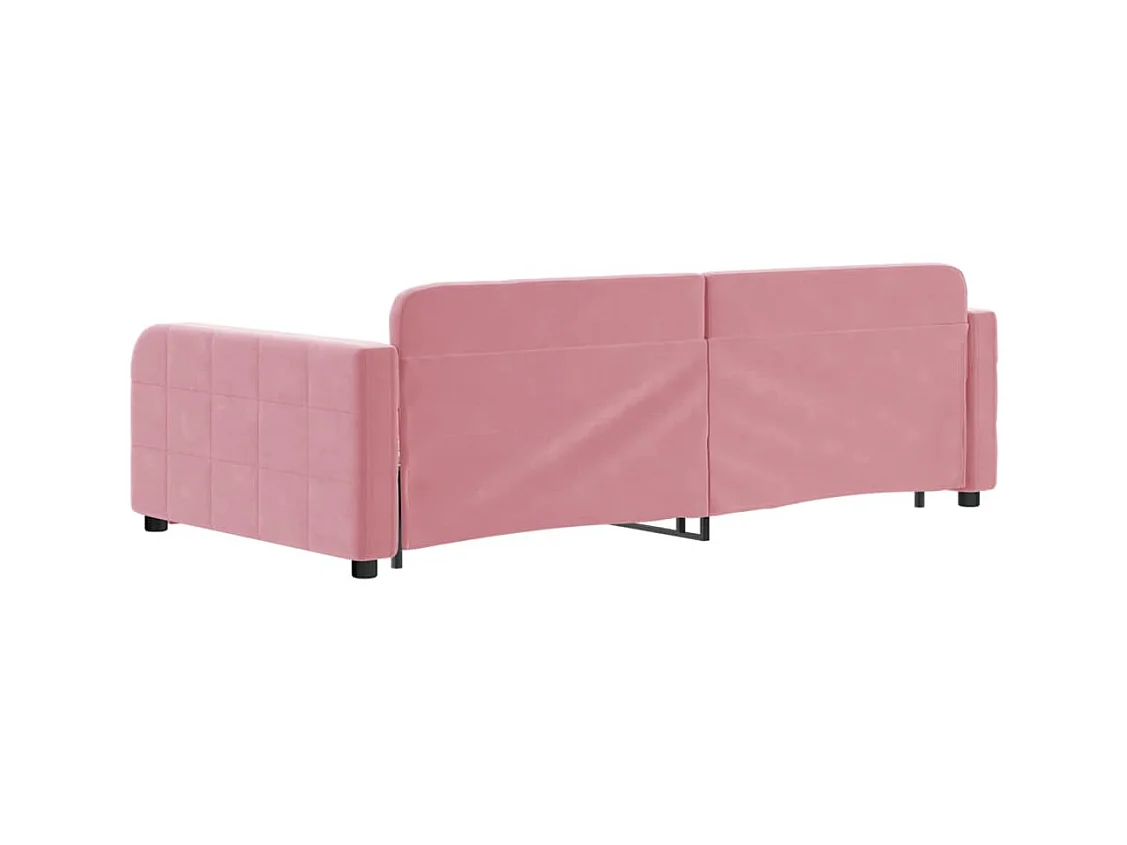 Dagbed met uitschuifbed roze 100x200 cm fluweel