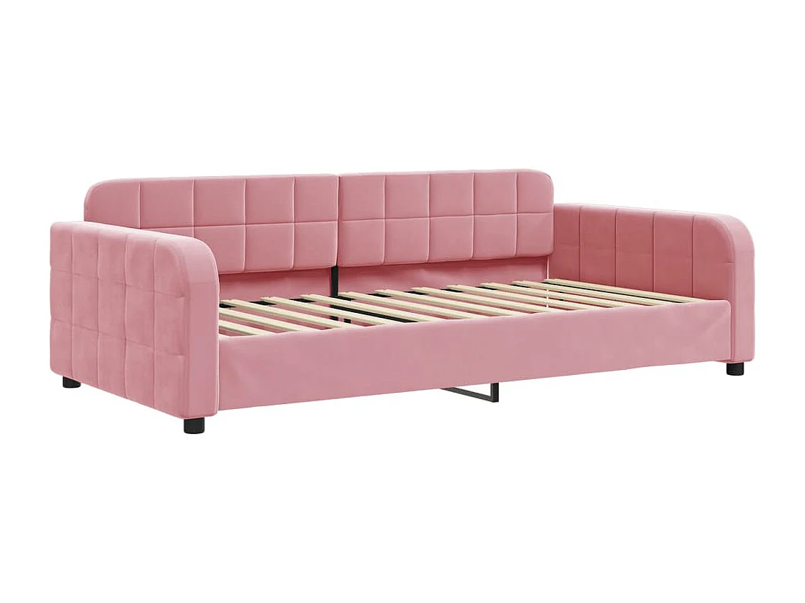 Dagbed met uitschuifbed roze 100x200 cm fluweel