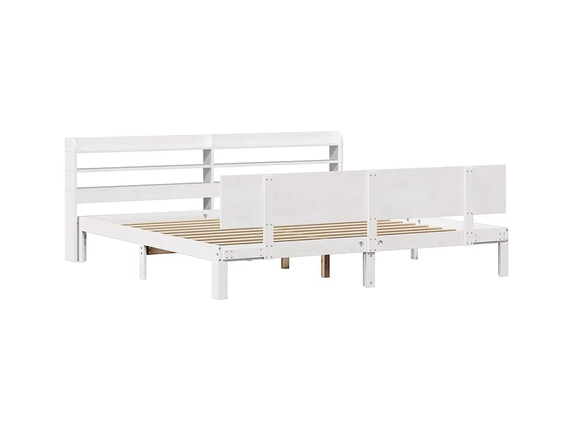 Estructura de cama con cabecero sin colchón blanco 180x200 cm