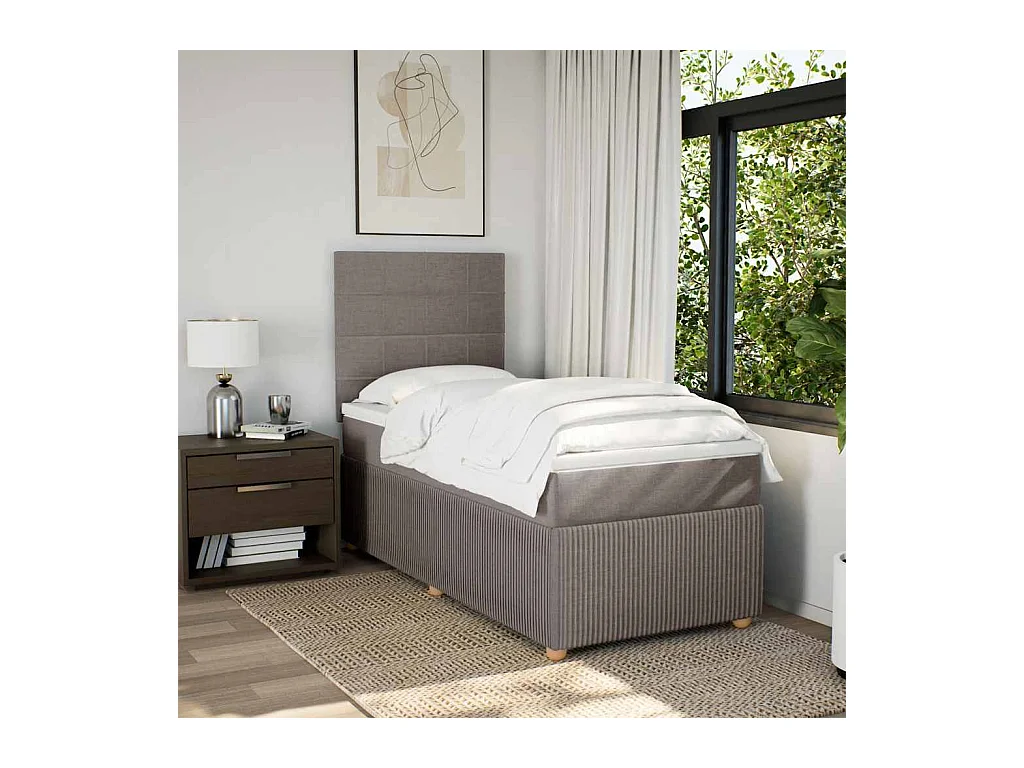 Somier de láminas con colchón Taupe 80x200 cm Tela