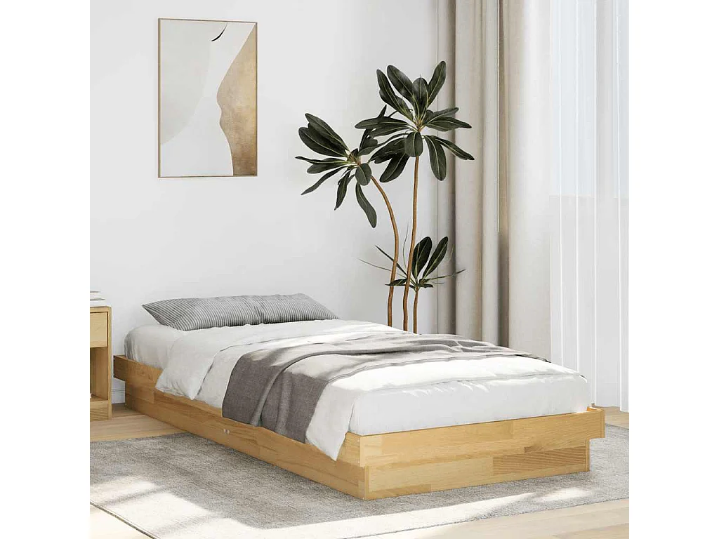 Cadre de lit sans matelas 80x200 cm bois massif de chêne