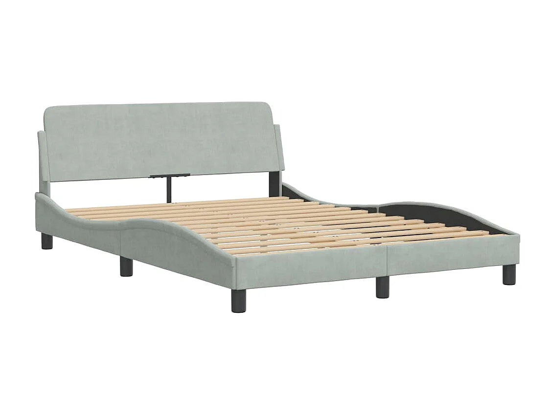 Cadre de lit avec LED sans matelas gris clair 140x200cm velours