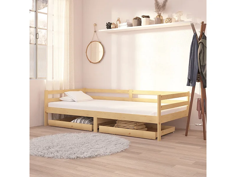 Dagbed zonder matras met lades 90x200 cm massief grenenhout