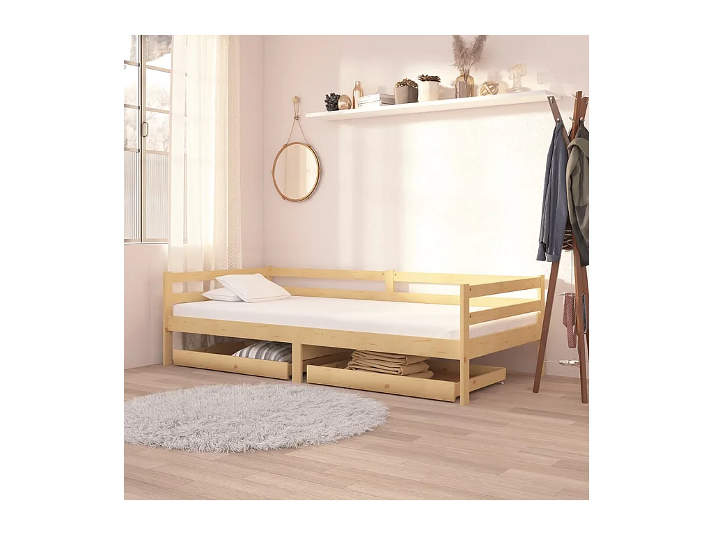 Dagbed zonder matras met lades 90x200 cm massief grenenhout