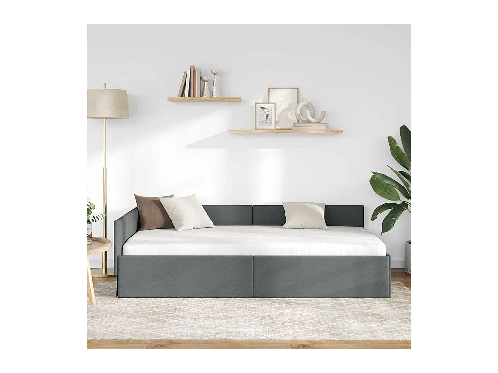 Struttura letto angolare con testiera Grigio scuro 80 x 200 cm