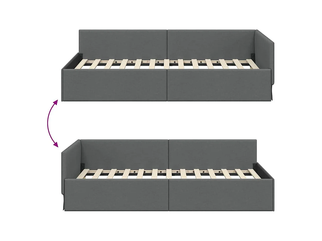 Struttura letto angolare con testiera Grigio scuro 80 x 200 cm