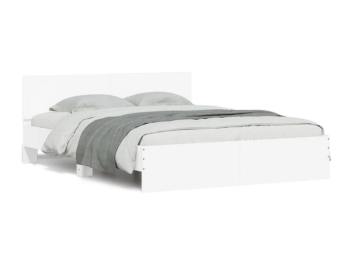 Estructura de cama con LED sin colchón blanco 150x200 cm