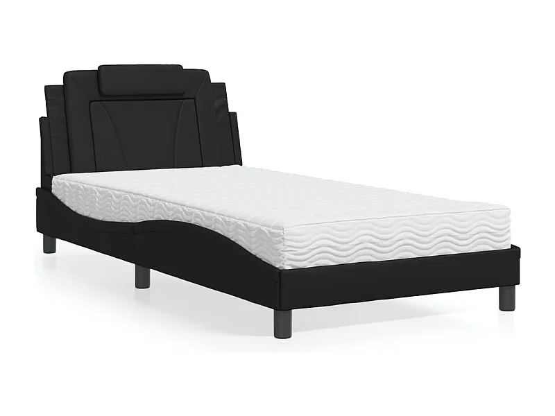 Bed met zwarte matras 100x200 cm imitatieleer