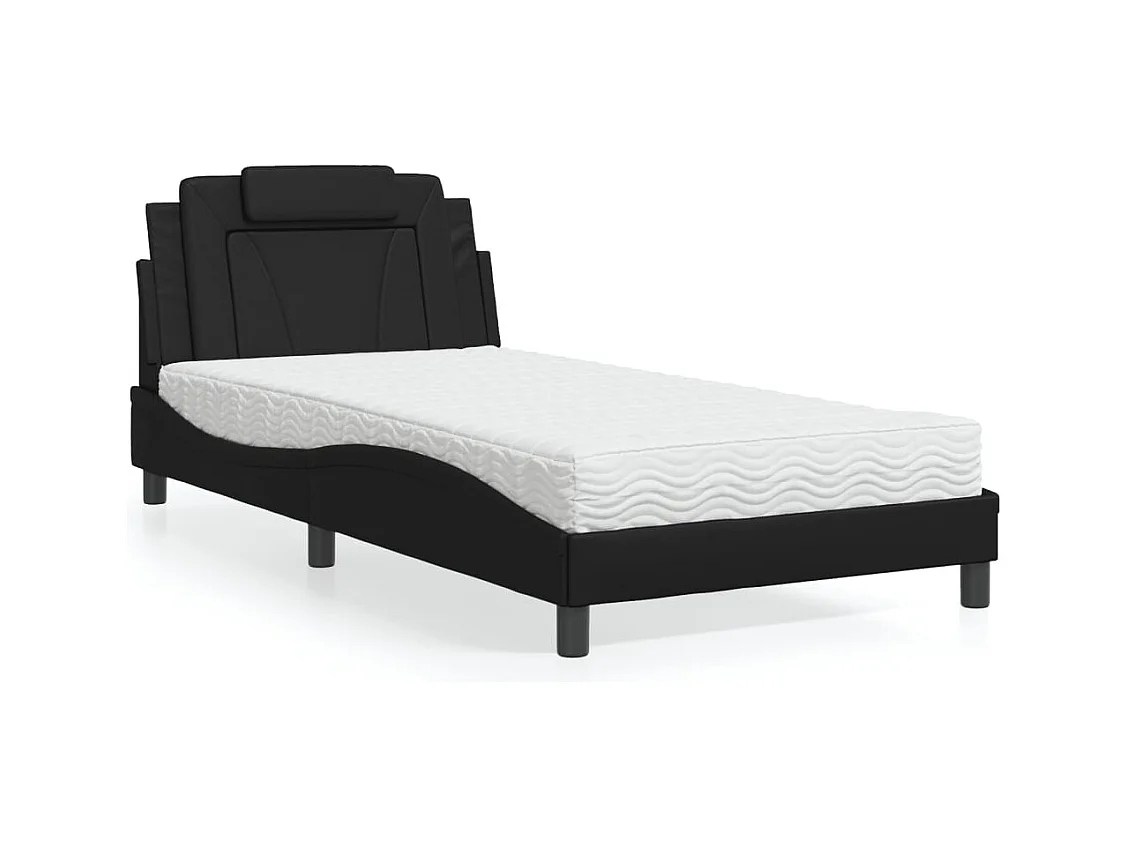 Bed met zwarte matras 100x200 cm imitatieleer