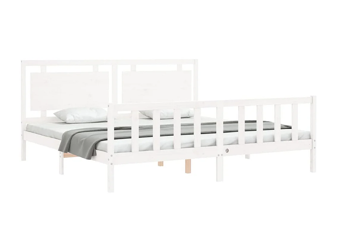 Bedframe zonder matras wit 200x200 cm massief grenenhout