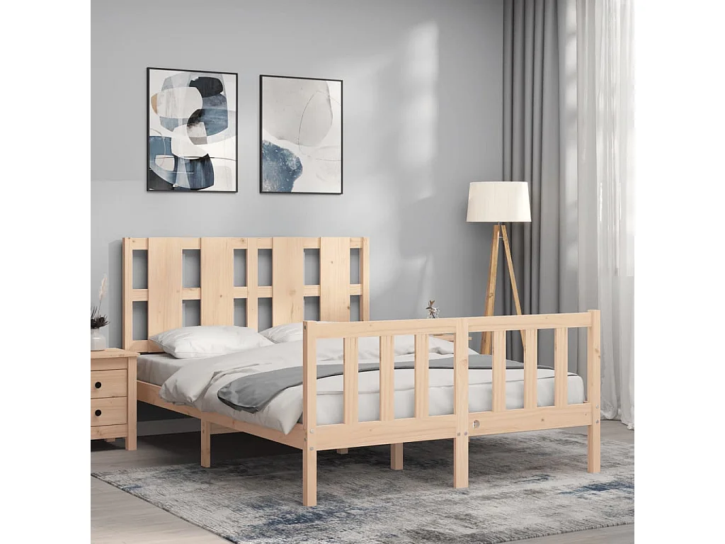 Estructura de cama sin colchón 140x190 cm madera maciza de pino