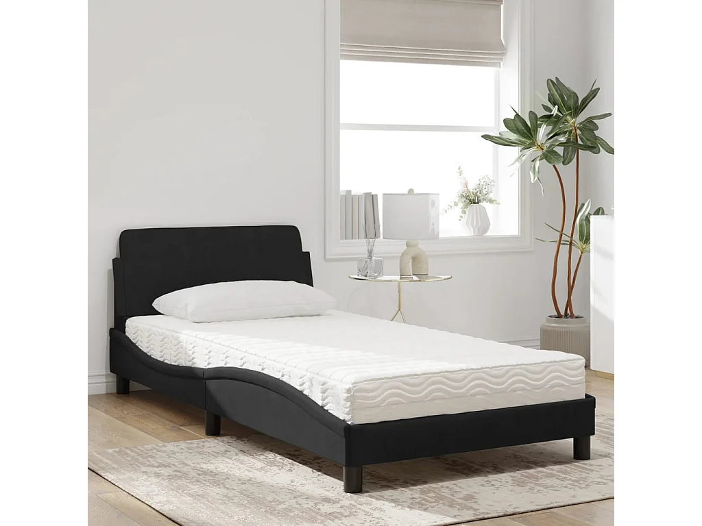 Bett mit schwarzer Samtmatratze 100x200 cm