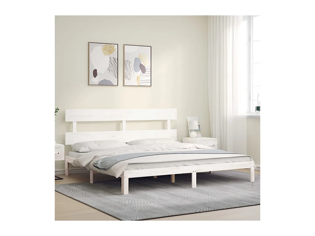 Bedframe zonder matras wit 200x200 cm massief grenenhout