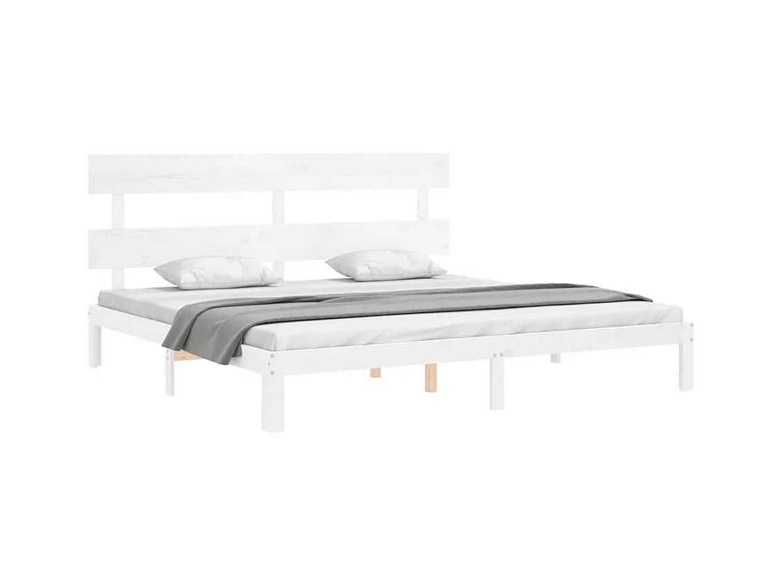 Bedframe zonder matras wit 200x200 cm massief grenenhout