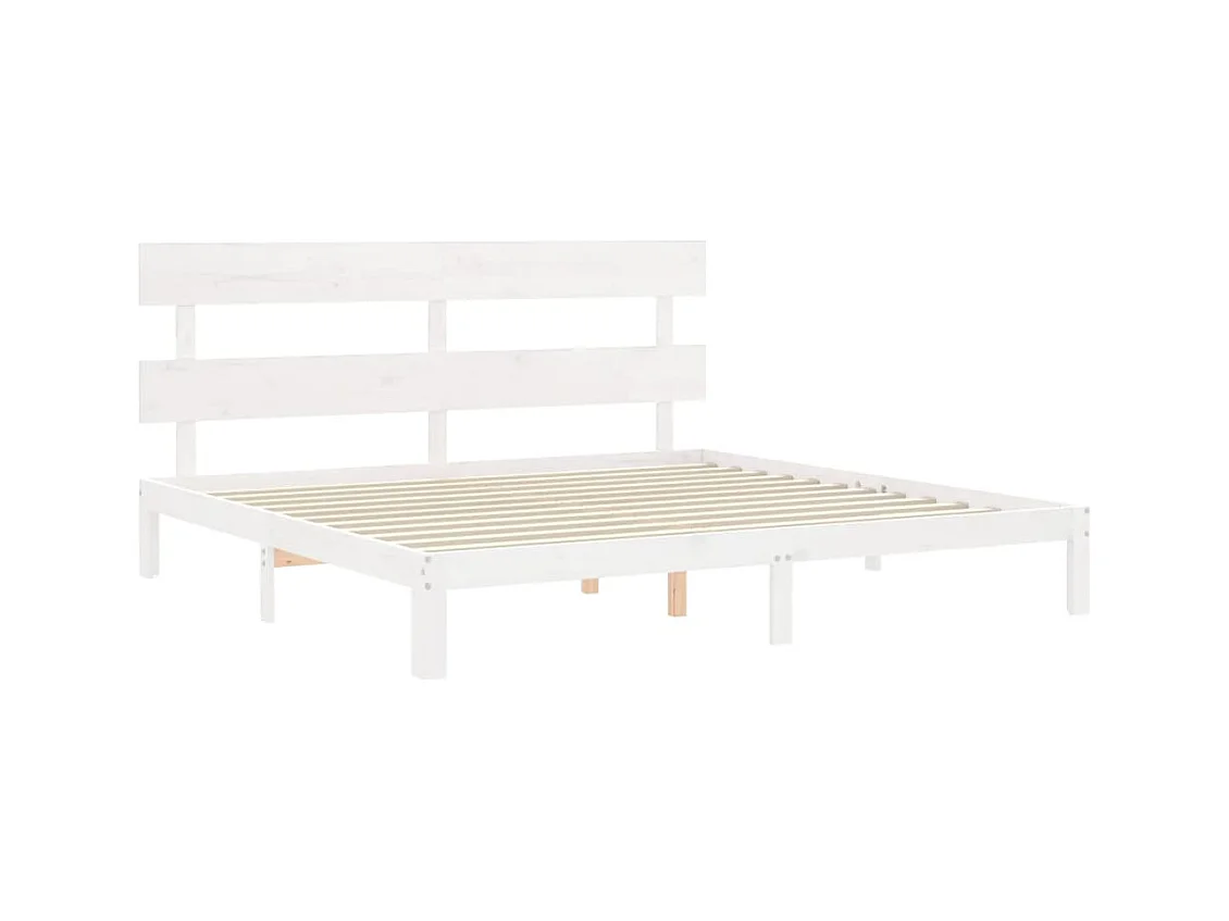 Bedframe zonder matras wit 200x200 cm massief grenenhout