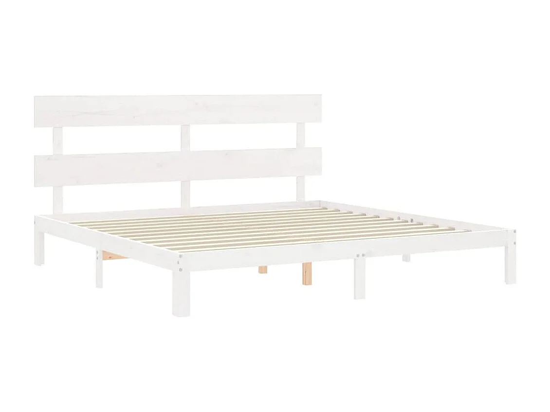 Struttura letto senza materasso bianco 200x200 cm in legno massello di pino