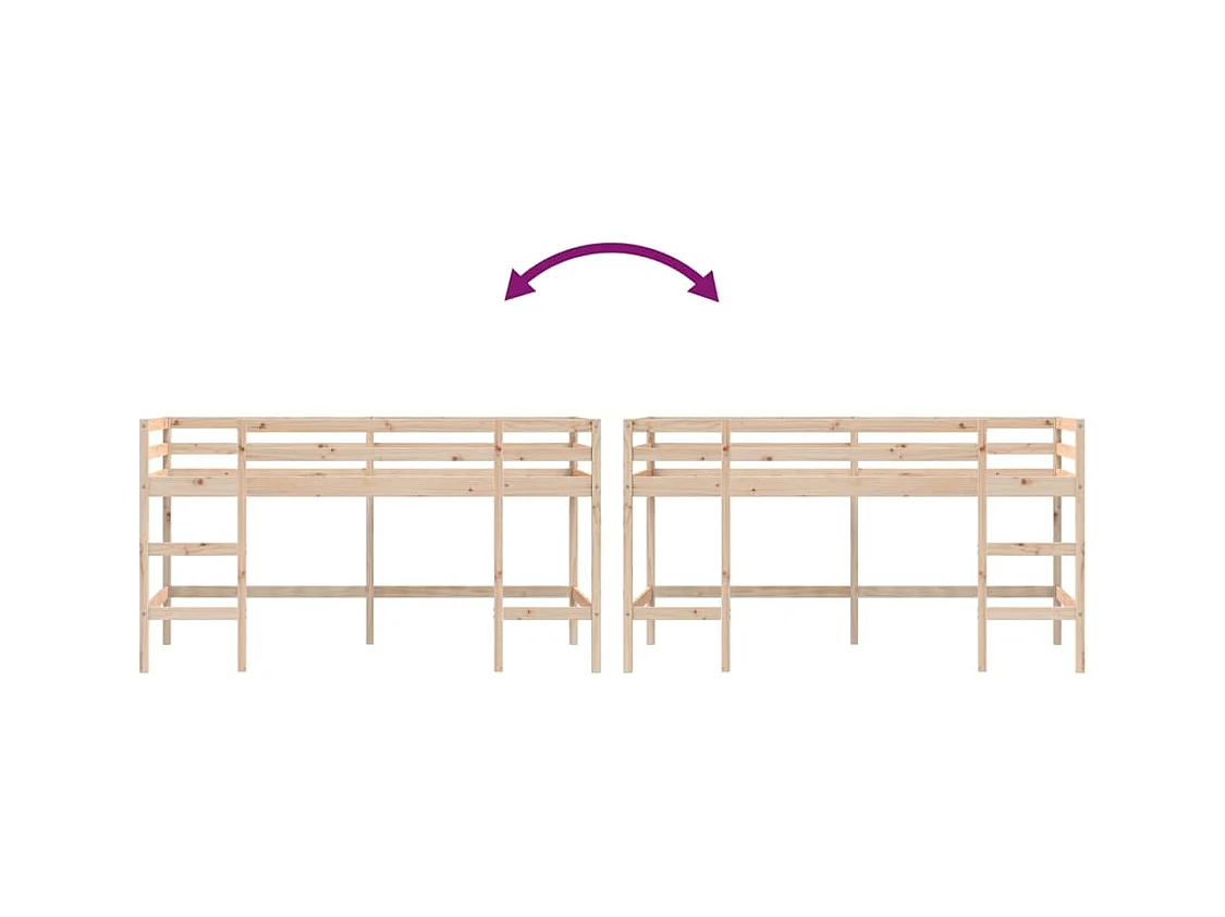 Kinderhoogslaper zonder matras met ladder 90x200 cm