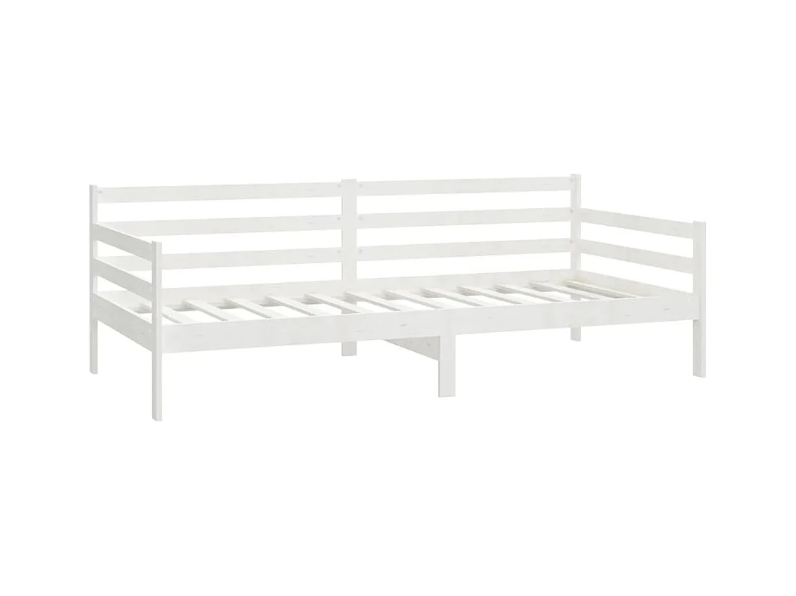 Lit de repos avec matelas 90x200 cm Blanc Bois de pin massif