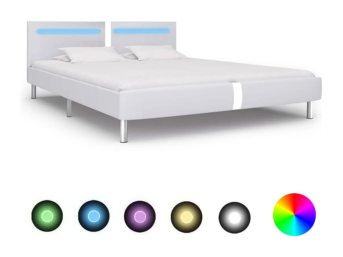 Estructura de cama con LED sin colchón blanco 180x200 cm