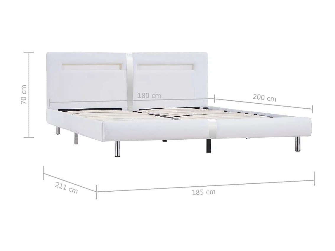 Estructura de cama con LED sin colchón blanco 180x200 cm