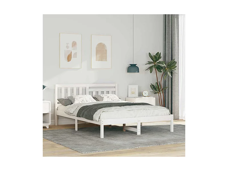 Estructura de cama blanca 140 x 190 cm Madera maciza de pino