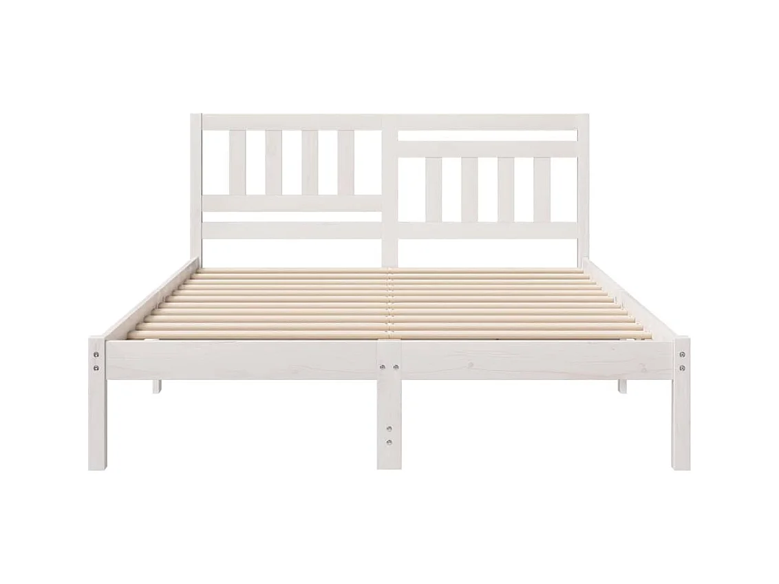 Cadre de lit Blanc 140 x 190 cm Bois massif en pin