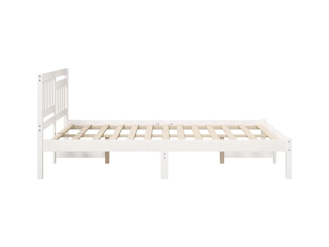 Cadre de lit Blanc 140 x 190 cm Bois massif en pin