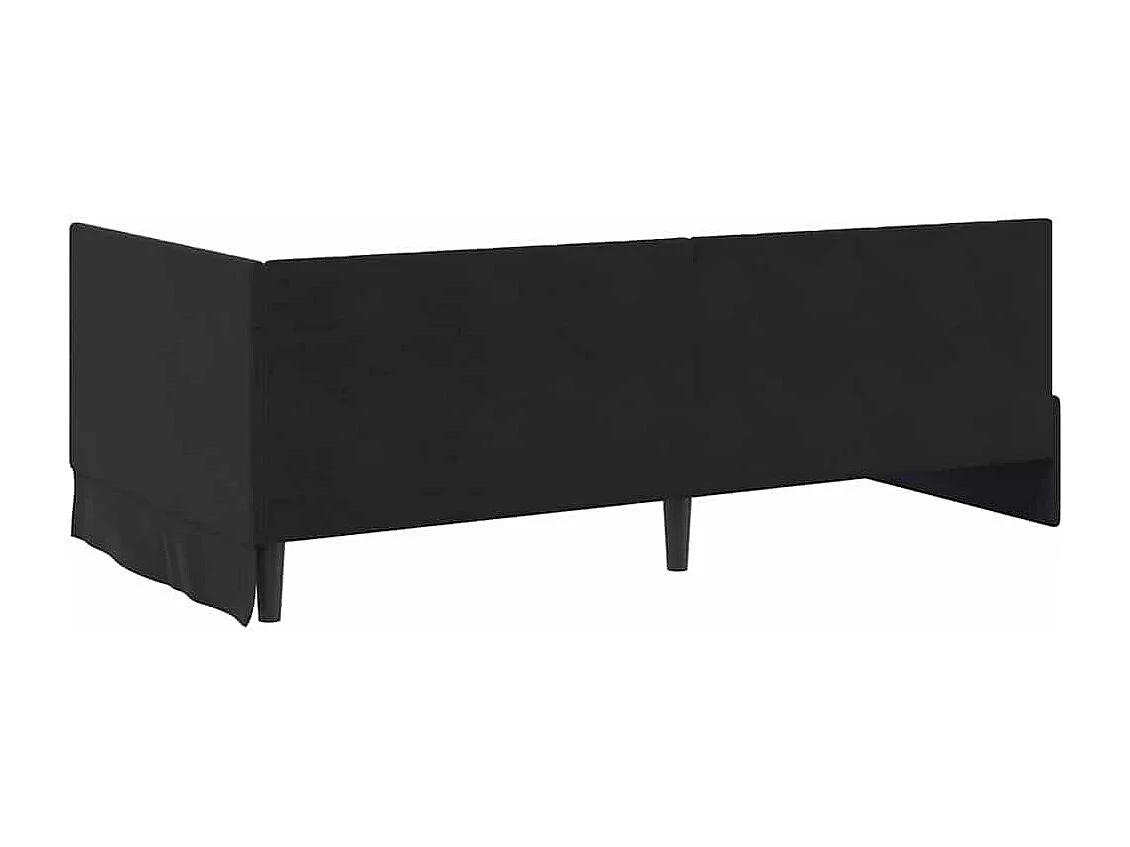 Estructura de cama esquinera con colchón Terciopelo Negro 100 x 200 cm