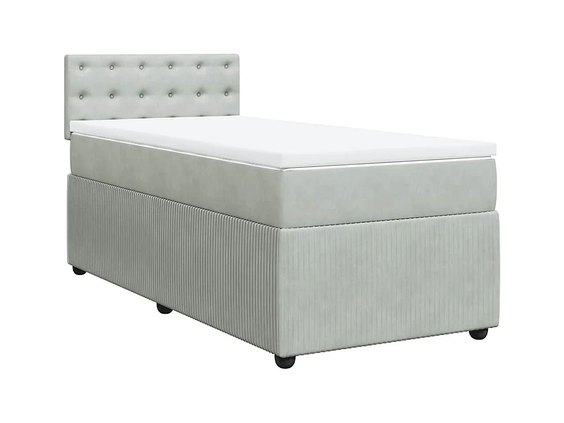 Somier de láminas de terciopelo gris claro de 100 x 200 cm y colchón