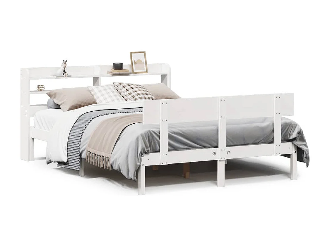 Estructura de cama sin colchón blanca 120x200 cm madera maciza de pino