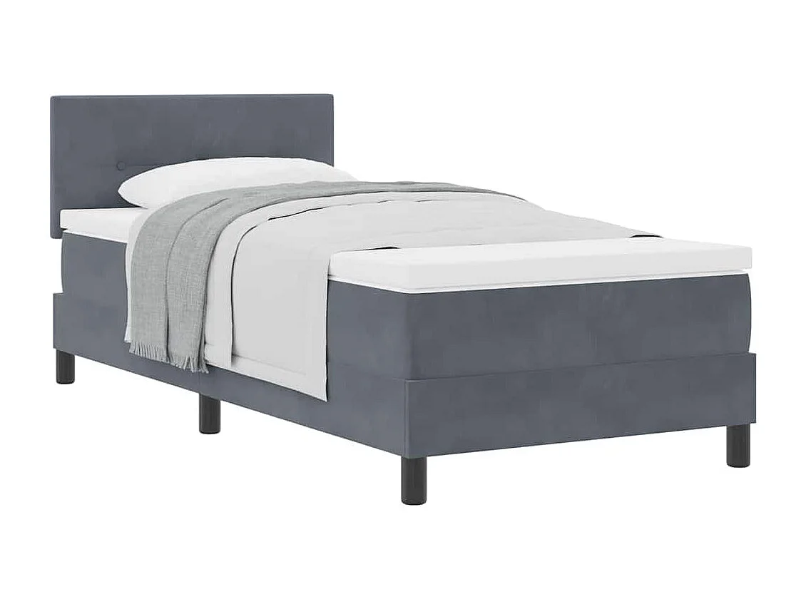 Lit à ressorts avec matelas Gris foncé 90 x 190 cm tissu