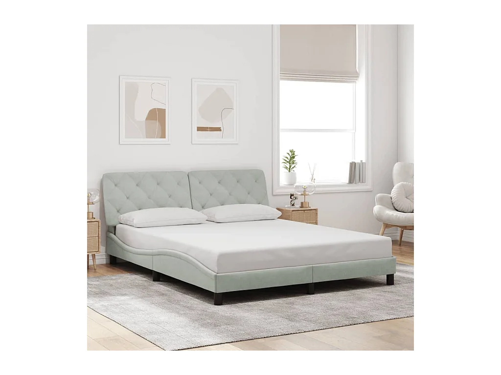 Estructura de cama sin colchón gris claro 160x200 cm terciopelo
