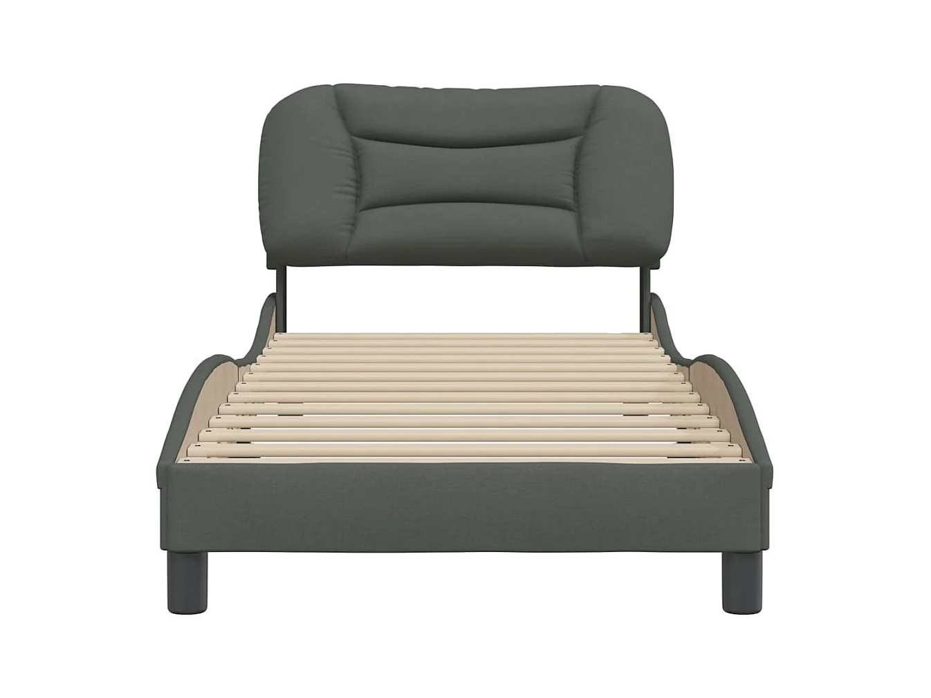 Bedframe zonder matras donkergrijs 90x200 cm stof