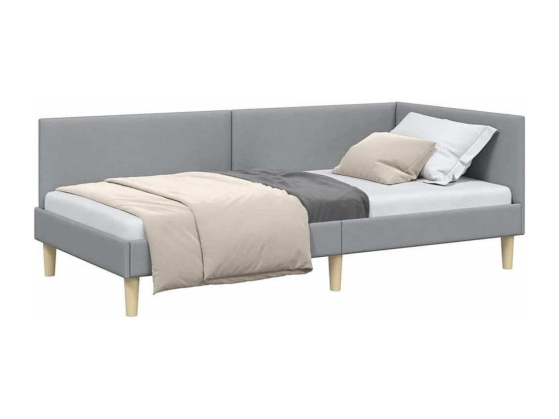 Estructura de cama de esquina Otro Gris claro 100 x 200 cm