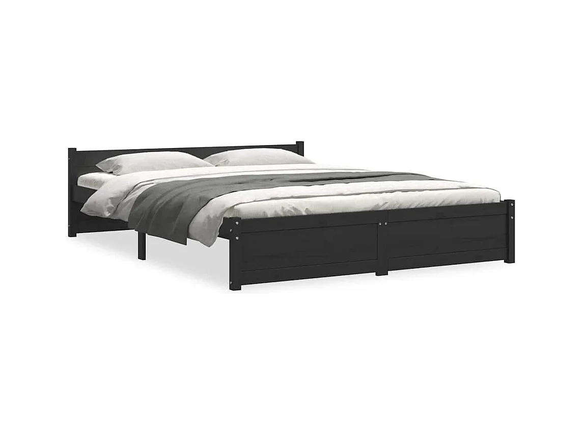 Struttura letto senza materasso in legno massello nero 135x190 cm