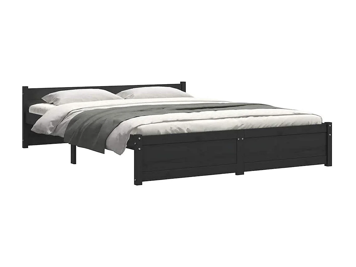 Struttura letto senza materasso in legno massello nero 135x190 cm