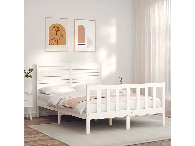 Struttura letto senza materasso bianco 120x200 cm in legno massello di pino