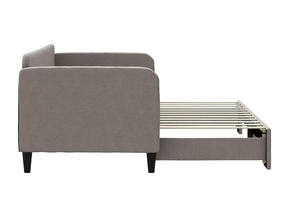 Lit de jour avec gigogne sans matelas taupe 80x200 cm
