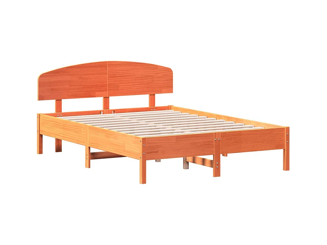 Estructura de cama sin colchón marrón cera 140x190cm madera maciza de pino