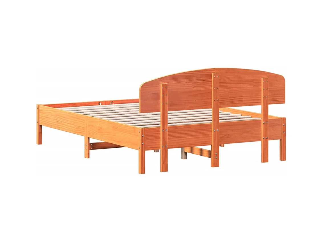 Estructura de cama sin colchón marrón cera 140x190cm madera maciza de pino