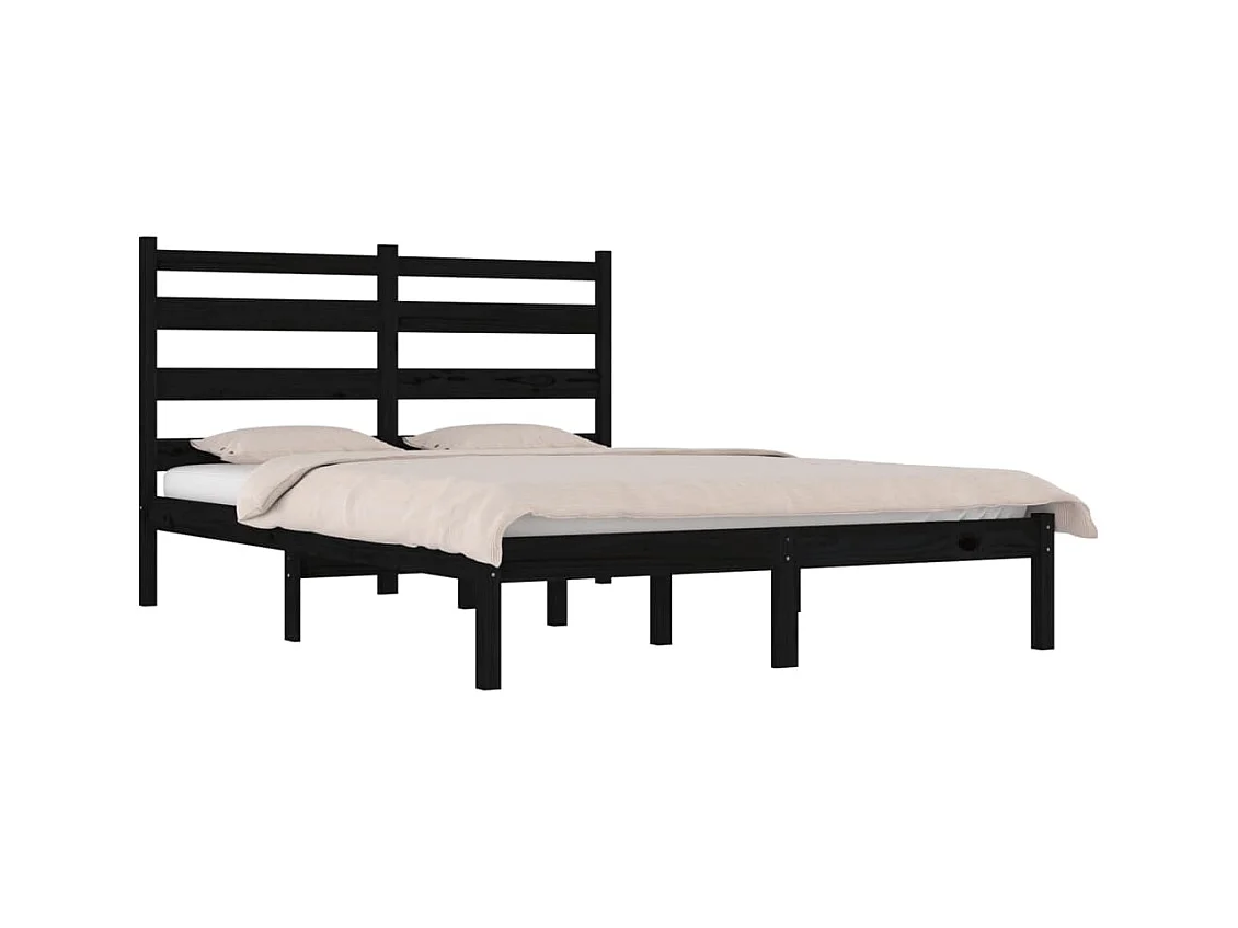 Struttura letto senza materasso in legno massello nero 140x190 cm