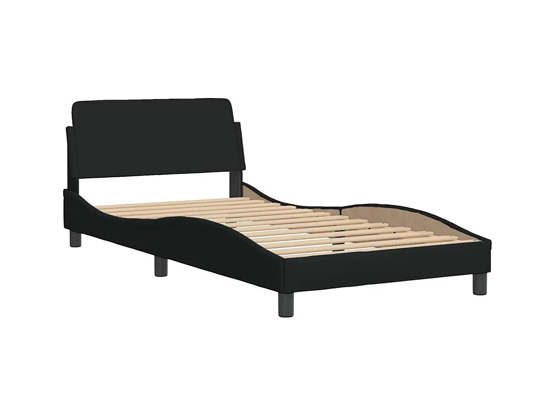 Cadre de lit sans matelas noir 100x200 cm tissu