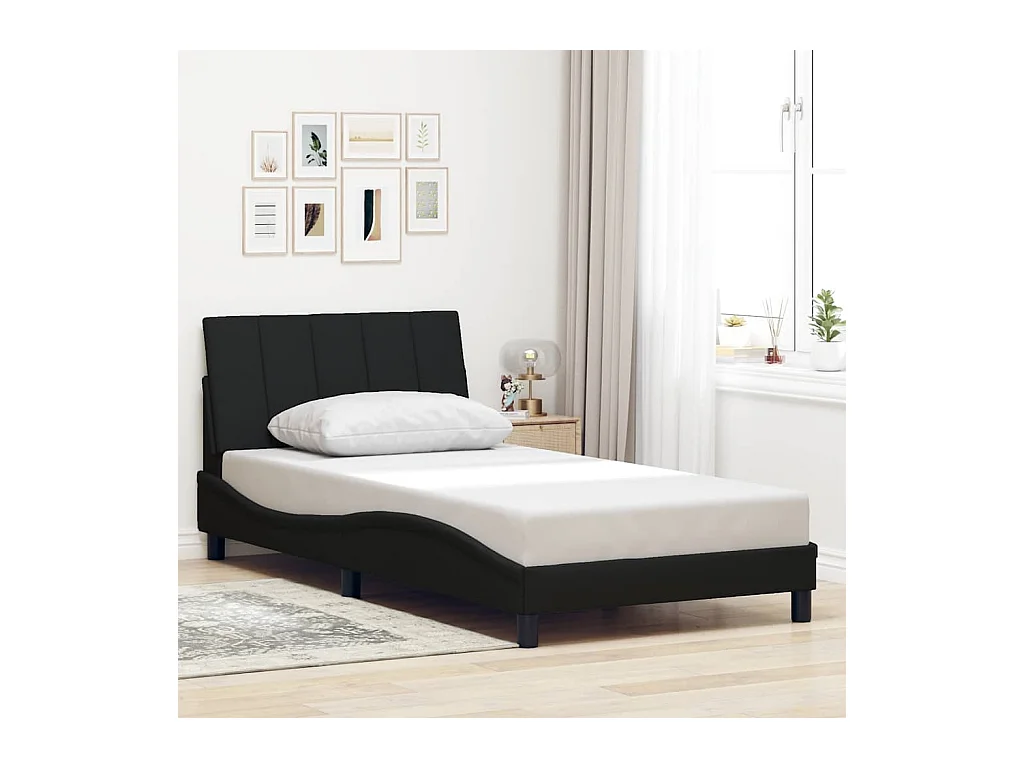 Estructura de cama sin colchón tela negra 100x200 cm
