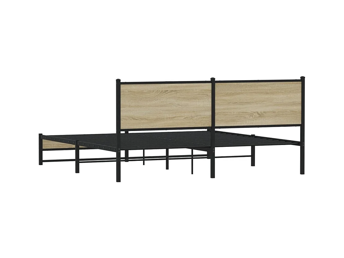 Estructura de cama de metal sin colchón roble Sonoma 160x200 cm