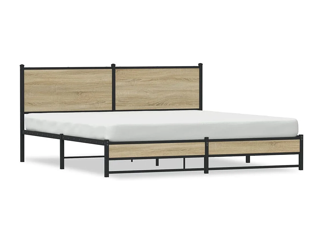Struttura letto in metallo senza materasso rovere Sonoma 160x200 cm